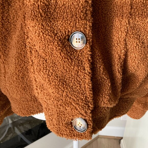 Daphnea Paris Teddy Fur Trucker Jacket Womens Medium Brown Fuzzy Soft Sherpa - Picture 8 of 12